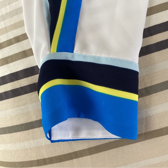 BCBGMAXAZRIA Seraphina Striped Surplice Blouse, Size Small - Picture 5 of 11